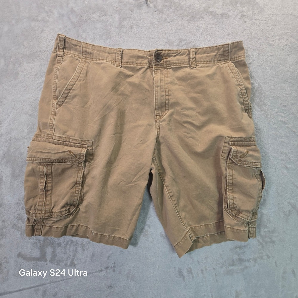 Urban Pipeline Mens Cargo Shorts Tan Khaki Cotton Size 40 Multi Pocket Knee Hit